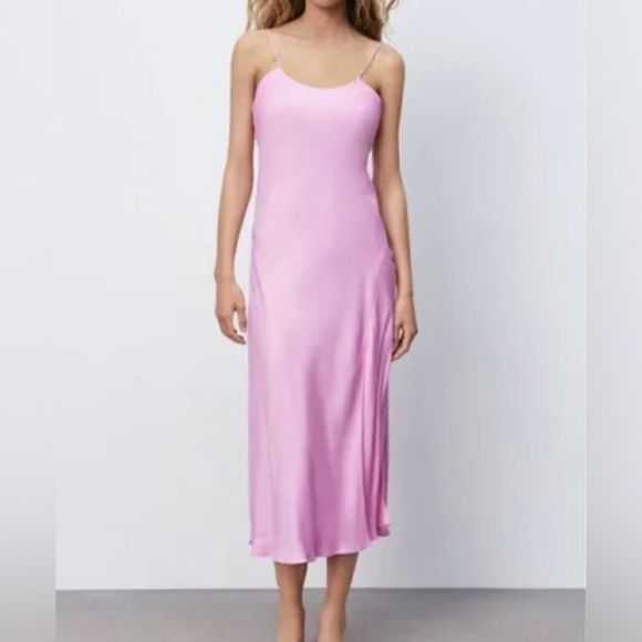 ZARA - SOLD OUT NWT SATIN LINGERIE STYLE DRESS
PINK / MAUVE SIZE LARGE - Picture 7 of 15